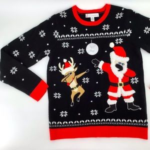 Jolly Sweaters Santa Dabbing Reindeer Ugly Sweater Size Medium
